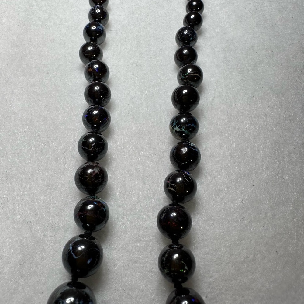 Authenticated 18” Black Opal Hand Beaded Necklace - Picture 10 of 13